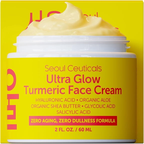 SeoulCeuticals Ultra Glow Turmeric Face Cream, Korean Skincare Face Moisturizer, 2 fl oz