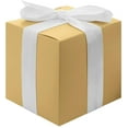 thumbnail image 1 of Koyal Wholesale Gold Gift Favor Tuck Boxes, 3 x 3 x 3 Cube Favor Box with Satin Ribbon Bulk 50-Pack, 1 of 5