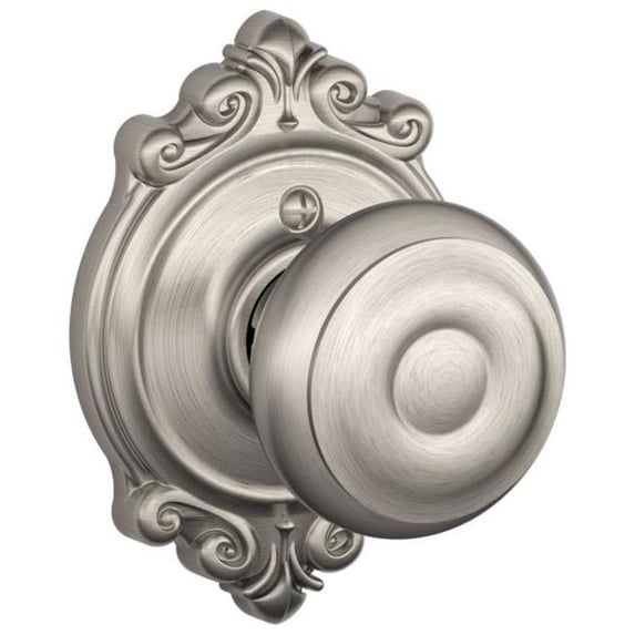 SCHLAGE Lock Company SCHLAGE Knob with SCHLAGE Trim Non Turning Lock Satin Nickel F170 GEO 619 BRK