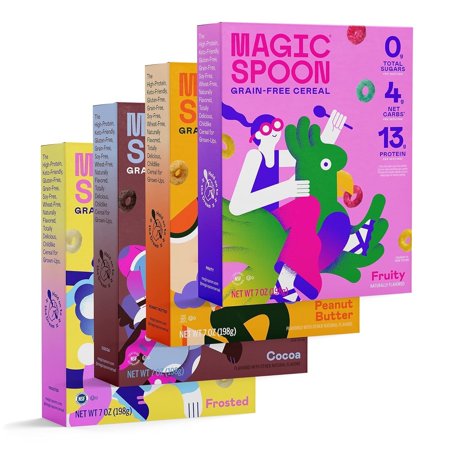 Magic Spoon Cereal - High Protein, Low Carb, Zero Sugar, Gluten & Grain Free, Non-GMO, Keto Breakfast Cereal - 4 Flavor Variety Pack