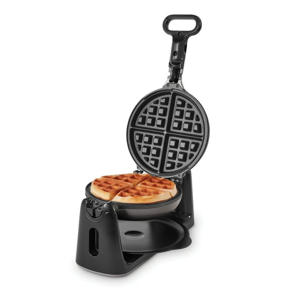 Dash Flip Belgian Waffle Maker – 1” Thick Waffle Mold, Nonstick Waffle Iron with Quick Heat-Up, Surface - Rotating Belgian Waffle Maker for Kids and Families, Just Add Batter, Black