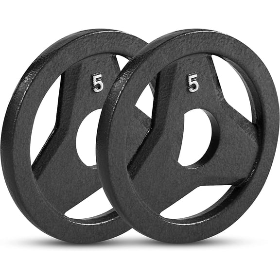 JFIT Cast Iron Olympic 2-Inch Grip Plate for Barbell, 5 Pound Set of 2 Plates Iron Grip Plates for Weightlifting, Crossfit - 2 Weight Plate for Bodybuilding
