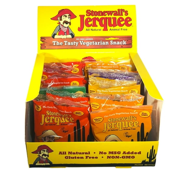 Stonewall's Jerquee, 1.5 LB Variety Pack, Vegan Jerky / Vegetarian Jerky, Comes in Stonewall's Box, 1.5 Ounce (Pack of 16)