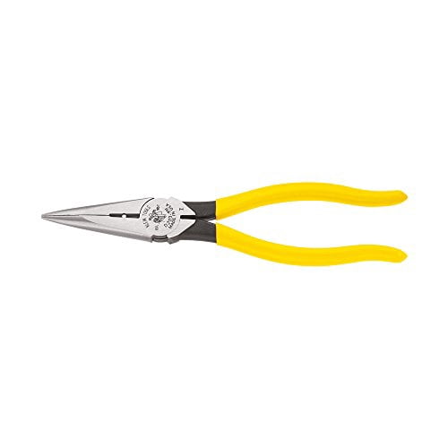 Klein Tools D203-8N Long Nose Side Cutting and Wire Stripping Pliers, Heavy Duty, 8-Inch