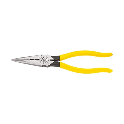Klein Tools D203-8N Long Nose Side Cutting and Wire Stripping Pliers, Heavy Duty, 8-Inch