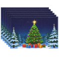 thumbnail image 1 of Merry Christmas Placemat Night Sky Colorful Lights Washable Welcome Door Mat - 6pcs/Pack 17.7x13in Christmas Tree Indoor Door Mats for Home Coffee Table, 1 of 5