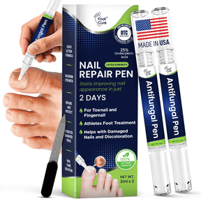 Foot Cure Toenail Fungus Treatment, 25% Undecylenic Acid Antifungal Pen, 2pcs Nail Repair Pen for Toenails & Fingernails - Made in USA