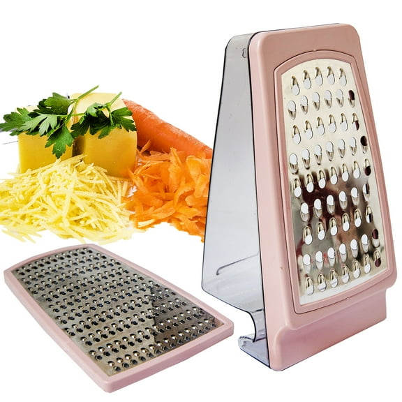 Crystalia Cheese Grater with Storage Container and Handle, 2-Way Grate and Store for Cheeses, Vegetables