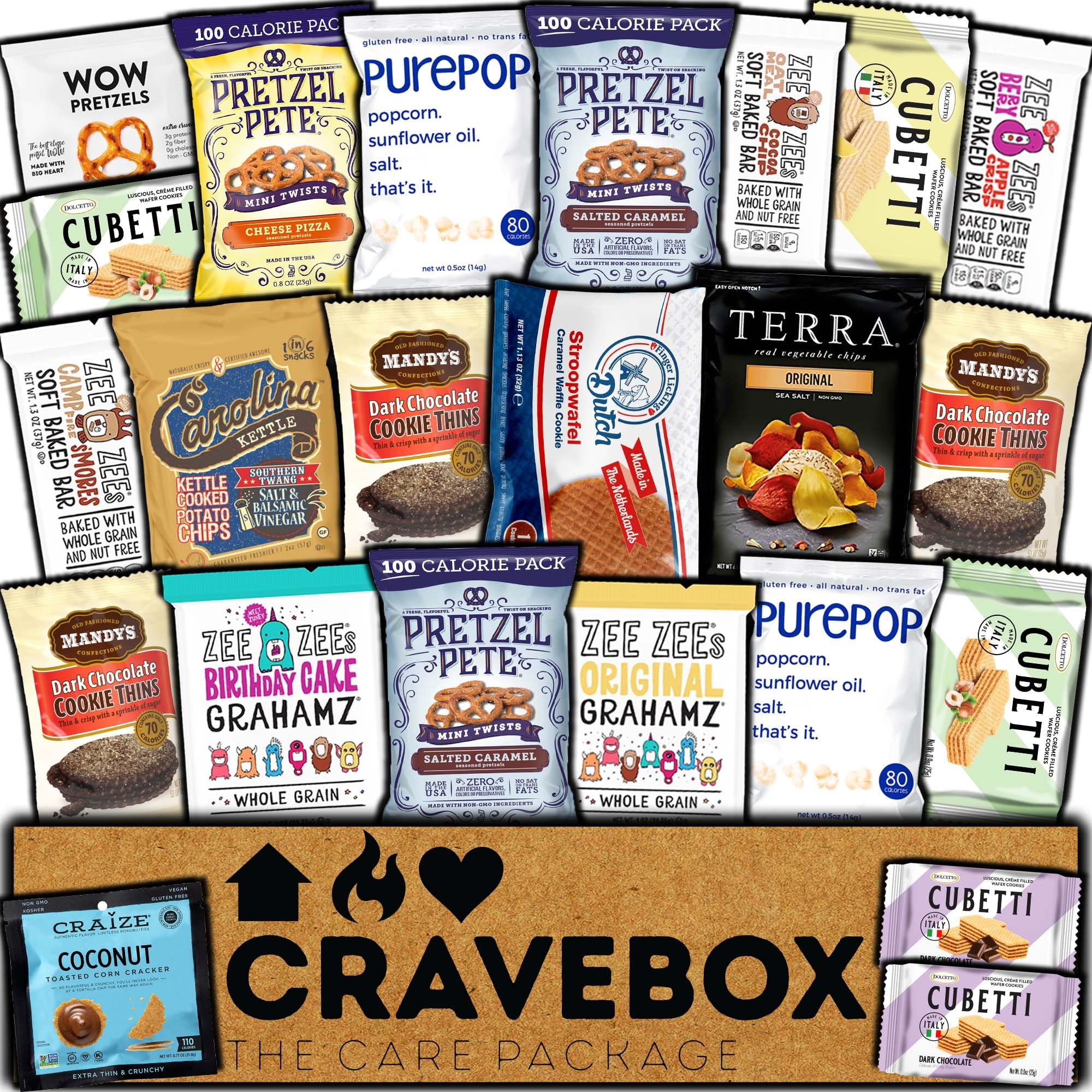 CRAVEBOX Gourmet Value Snack Box (Variety Pack) Valentines Care Package Specialty Private Label Healthy Variety