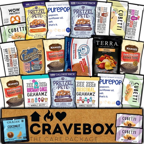 CRAVEBOX Gourmet Value Snack Box (Variety Pack) Valentines Care Package Specialty Private Label Healthy Variety