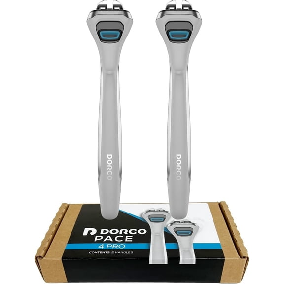 DORCO Pace 4 Pro - Four Blade Razor System with Trimmer - 2 Replacement Handles (Handles Only)