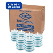 Clorox ToiletWand Toilet Cleaning Refills, Disinfecting Scrubbing Pads, Rainforest Rush, 30 Ct