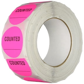 TapeCase Pink 'Counted' Inventory Control Label - 1000 per pack (1 Pack)