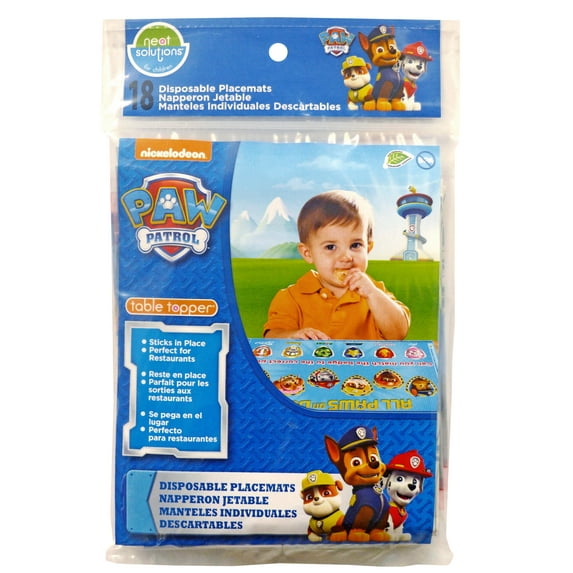 Neat Solutions Paw Patrol Table Topper Disposable Stick-on Placemats - 18 Count
