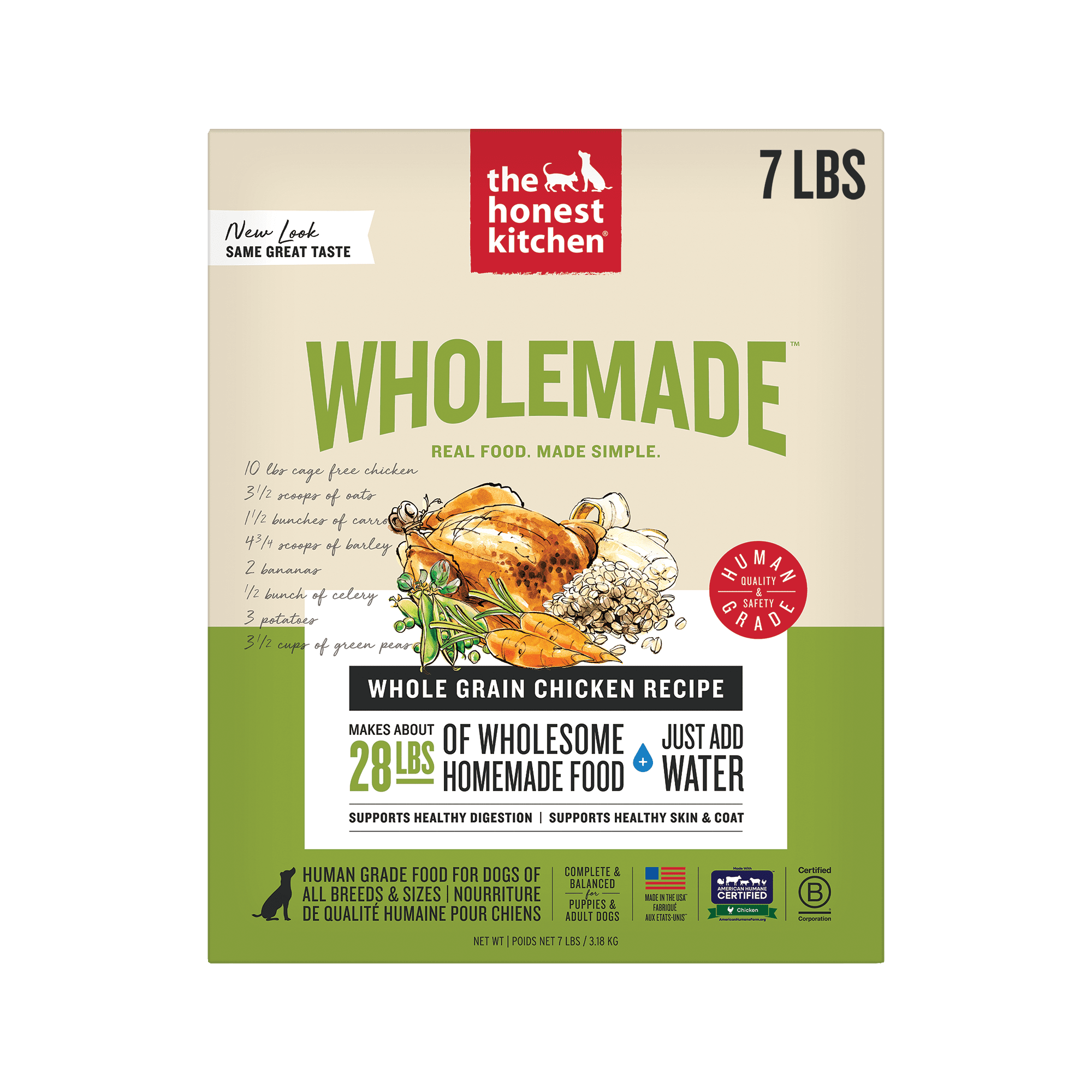 The Honest Kitchen Human Grade Wholemade™ Dehydrated Dog Food, Whole Grain Chicken , 7 lb (Makes 28 lbs)