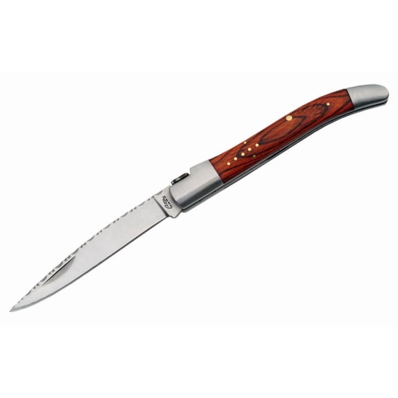 Rite Edge 7" French Style Folding Utility Tool with Pakkawood Handle and File Work, 4" Closed
