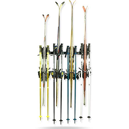 Koova Ski Rack For Garage Wall Storage | Indoor Ski Storage Racks | Ski Rack Garage Storage for Shed Organization | Pole Ski Holder & Winter Sports Organizer For Garage | Ski Hooks for Wall | USA Made