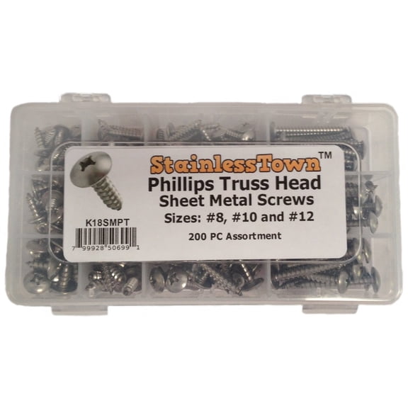 Stainless Steel Phillips Truss Sheet Metal Screw Assortment Kit by Stainlesstown