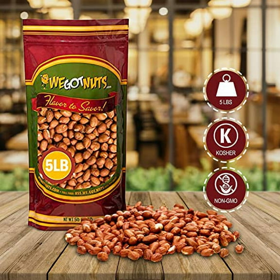 We Got Nuts Raw Red skin Peanuts 5LB Bag Bulk (80oz)