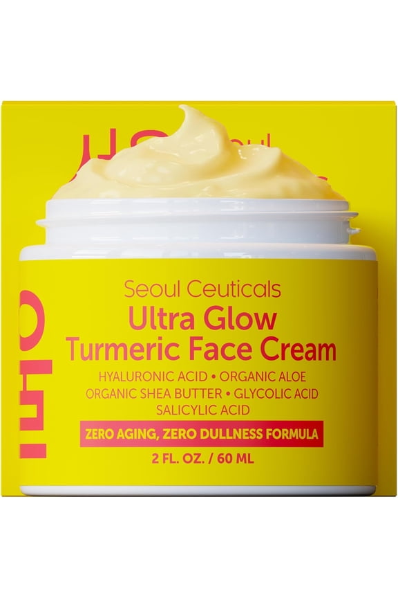 SeoulCeuticals Ultra Glow Turmeric Face Cream, Korean Skincare Face Moisturizer, 2 fl oz