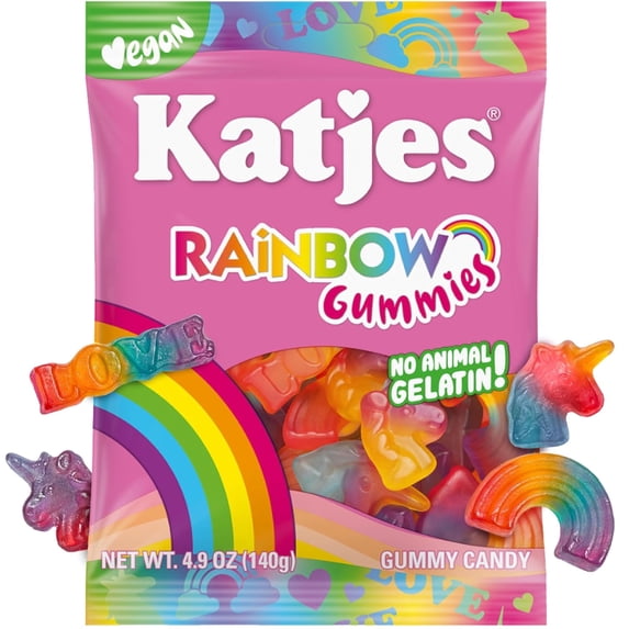 Katjes Rainbow Foam Vegan Gummy Candy, Gelatin Free, 4.9 oz