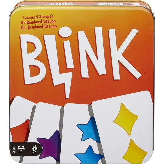 Mattel Games Blink Card Game in Collectible Storage Tin for Families & Parties, Easy for Kids