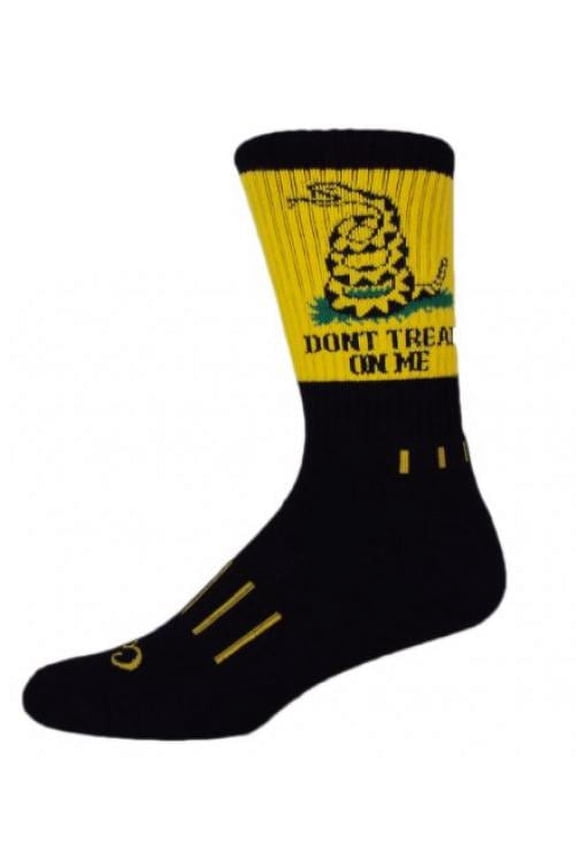 moxy socks black with yellow don't tread on me! usa performance crew socks
