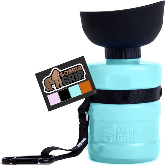 GORILLA GRIP Dog Water Bottle, 20 oz Pet Travel Squeeze Bottle, Food Grade Silicone, Turquoise