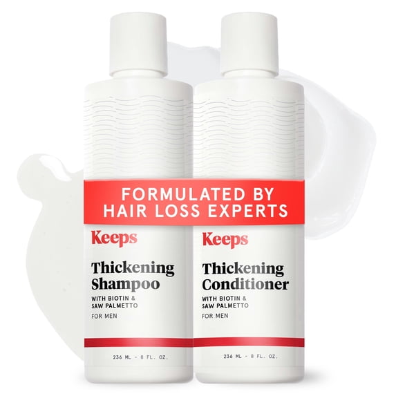 Keeps Men’s Hair Growth Shampoo and Conditioner with Biotin - Hair Growth Products for Men - Saw Palmetto and Caffeine for Fuller, Thicker Looking Hair- Color-Safe -8fl.oz