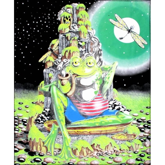 Froggy Blacklight Reactive Cloth Wall Hanging Fabric Poster - 22x23