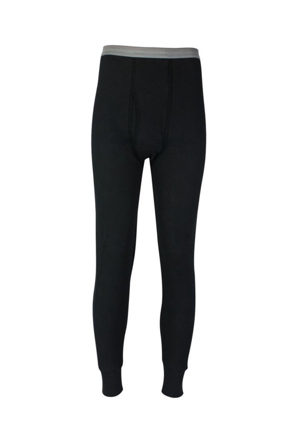 Heavyweight Cotton Knit Thermal Long Underwear Bottoms, Black