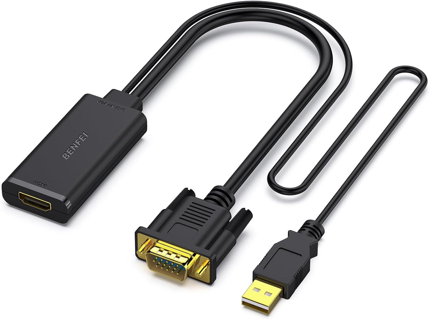 BENFEI VGA to HDMI Adapter, 1080P Converter with Audio from VGA Source to HDMI Display,1 Pack