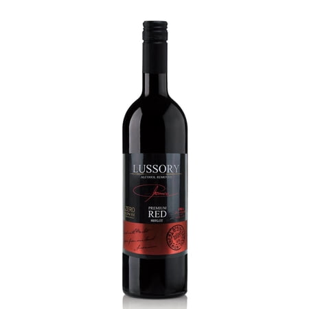 Lussory Premium Merlot Alcohol Removed 0.0% Dealcoholized Red Non Alcoholic Wine From Spain, Low Calories, Low Sugar, Halal Certified 25.4 fl oz
