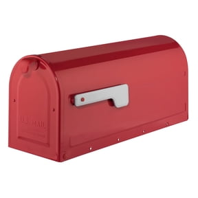 Architectural Mailboxes MB1™ Weather-Resistant Steel Metal Post Mounted Mail Box for outside, Red, Medium Curbside Mailbox with Magnetic Latch, USPS Approved for Residential Delivery