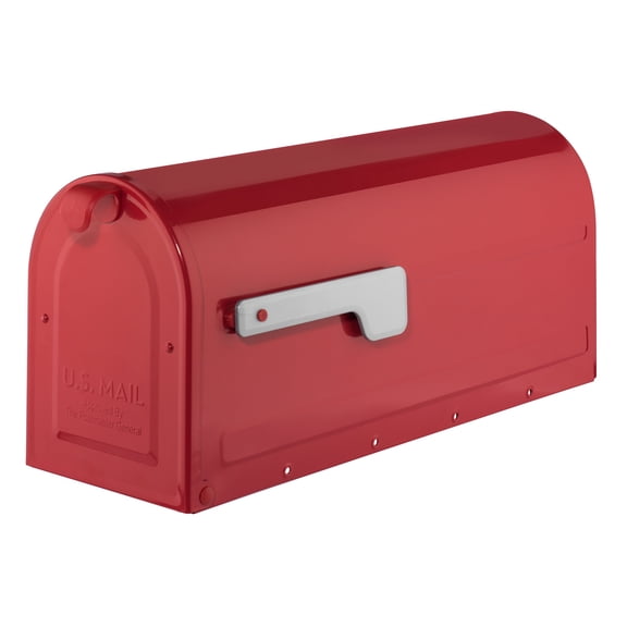Architectural Mailboxes MB1â„¢ Weather-Resistant Steel Metal Post Mounted Mail Box for outside, Red, Medium Curbside Mailbox with Magnetic Latch, USPS Approved for Residential Delivery