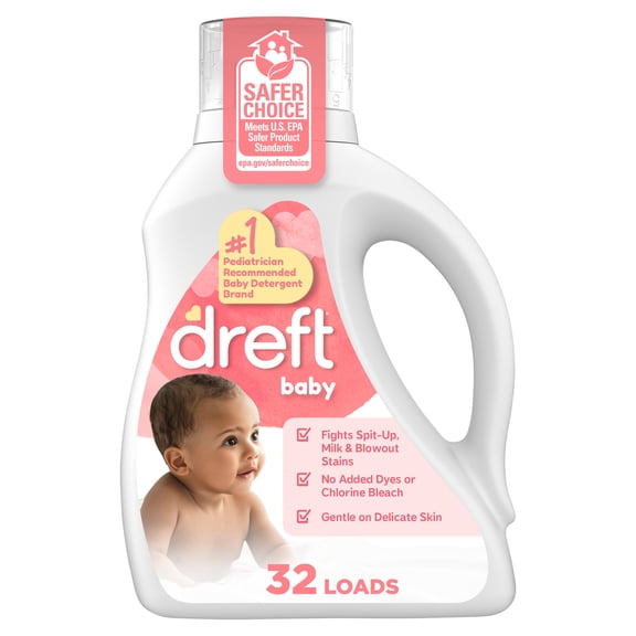 Dreft Liquid Laundry Detergent for Babies, Tackles 100% of Common Baby Stains, 42 fl oz, 32 Loads