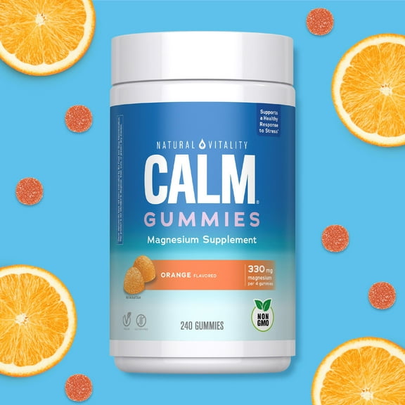 Calm Magnesium Supplement | 240 Gummies | Orange Flavored | by Natural Vitality