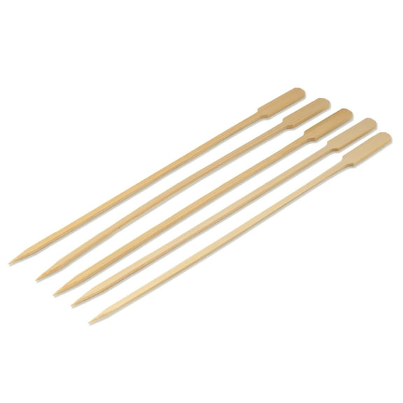 BambooMN 11" Premium Bamboo Arrow Shrimp Meat Fruit Kebab Skewer - Beige Colored - 100 Pieces