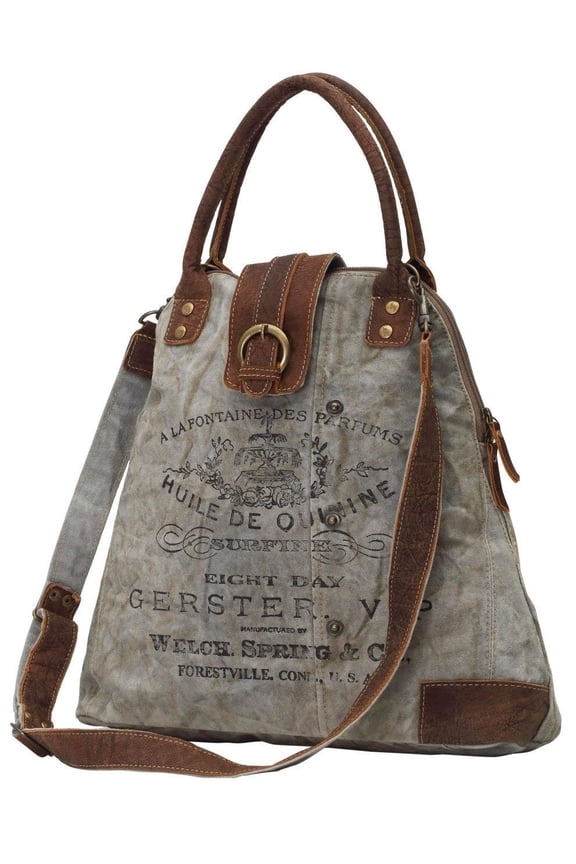 Upcycled Gerster Shoulder Bag - Measures 16 inches wide by 15 inches high by 6 inches deep - Runs Large