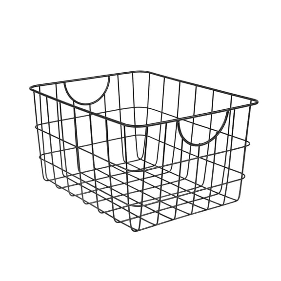 Spectrum Utility Wire Storage Basket Large Steel with Handles, Black
