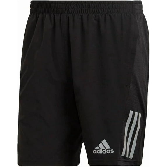 adidas Mens Standard Own The Run Shorts, Black/Reflective Silver, XX-Large