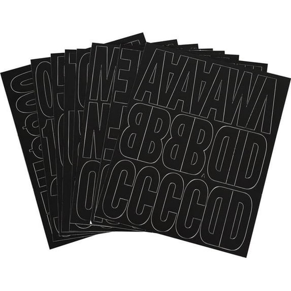 Hillman Group Letters Numbers Vinyl Die Cut, 2 Inch, Black, 6 Piece