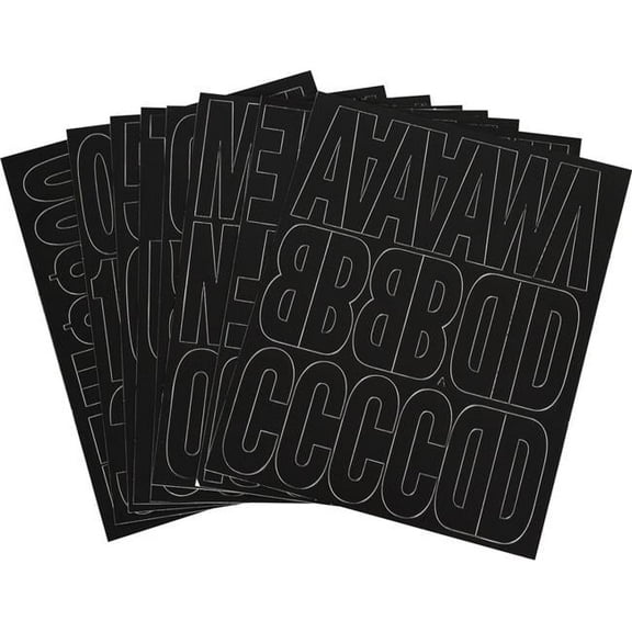 Hillman Group 847004 2 in. Black Glossy Vinyl Die Cut Self Adhesive Letters &amp; Numbers -  6 Piece