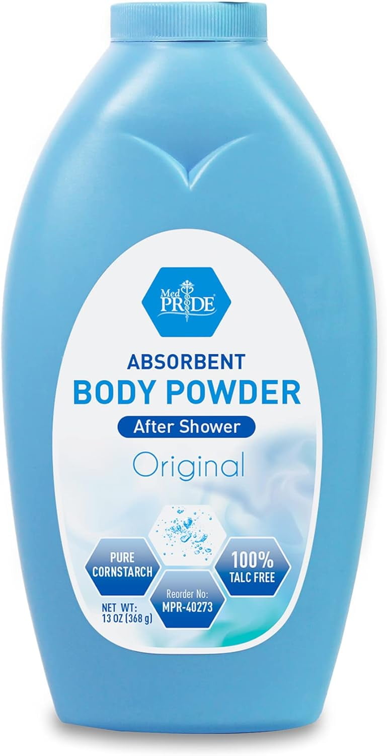 MEDPRIDE Talc Free Baby Powder Pure Cornstarch Powder Absorbent Dusting Powder, 13 Oz Original