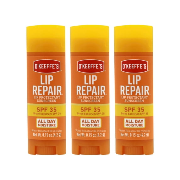 O’Keeffe’s Lip Repair SPF 35 Lip Balm Trio Pack, 0.15oz Sticks