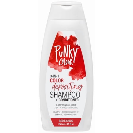 Punky Colour 3-in-1 Hair Color Shampoo & Color Depositing Conditioner, Redilicious, Red 8.5 fl oz