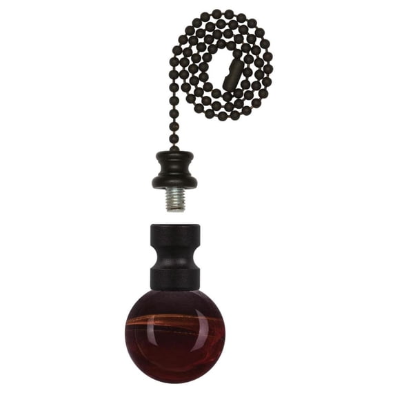 Westinghouse 1000600 Amber Alabaster Glass Sphere Finial & 12 in. Beaded Pull Chain - Oil Rubbed Bronze Finish