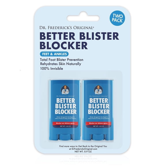 Dr. Frederick's Original Better Blister Blocker - 0.9 oz - 2 Sticks - Anti-Chafing Stick - Anti Friction Balm for Blister Prevention - Great for Travel, Walks, Runs, Theme Parks, and Comfort