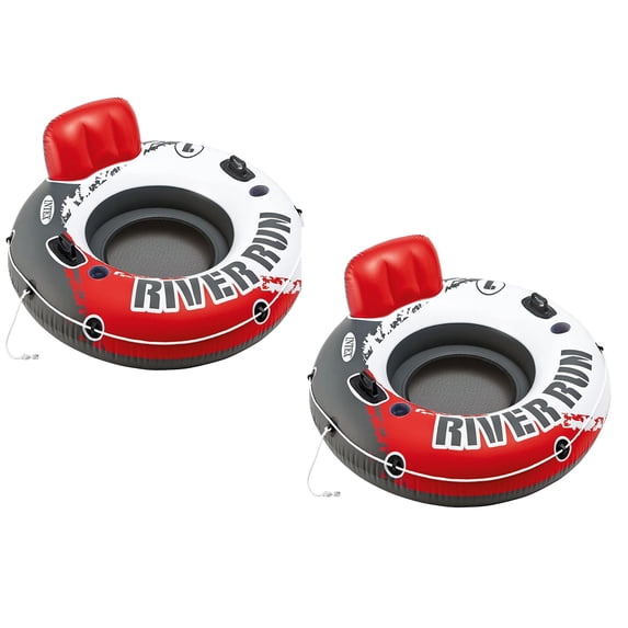 Intex Red River Run 1 Fire Edition Sport Lounge, Inflatable Water Float, 53" Diameter 2 Pack
