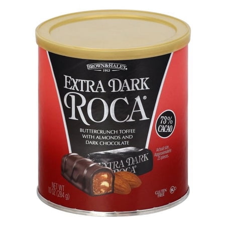 Brown & Haley Extra Dark Chocolate Buttercrunch Toffee Roca with Almonds, 10 oz